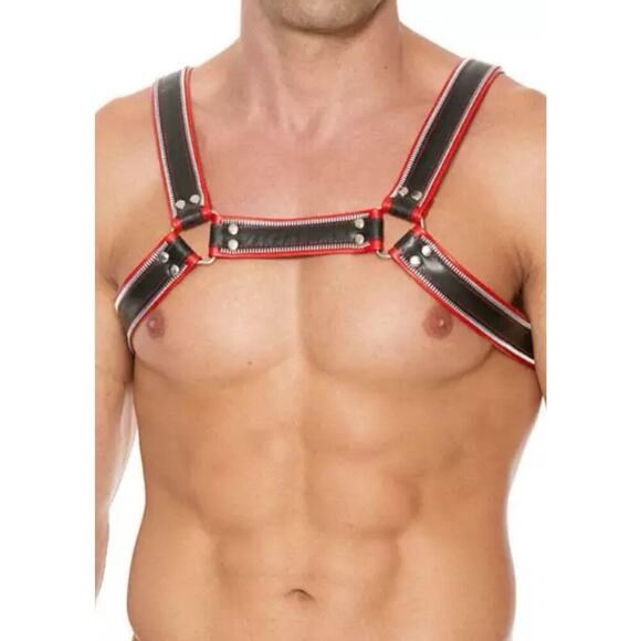 🦋B2G1🦋SHOTS-UOMO Genuine Leather Z Series D-Ring Bulldog Chest Harness Fetish - Picture 1 of 9